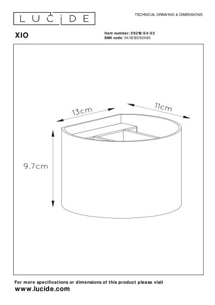 Lucide XIO - Lámpara de pared - LED Regul. - G9 - 1x3,5W 2700K - Ángulo de haz ajustable - Oro mate / Latón - técnico